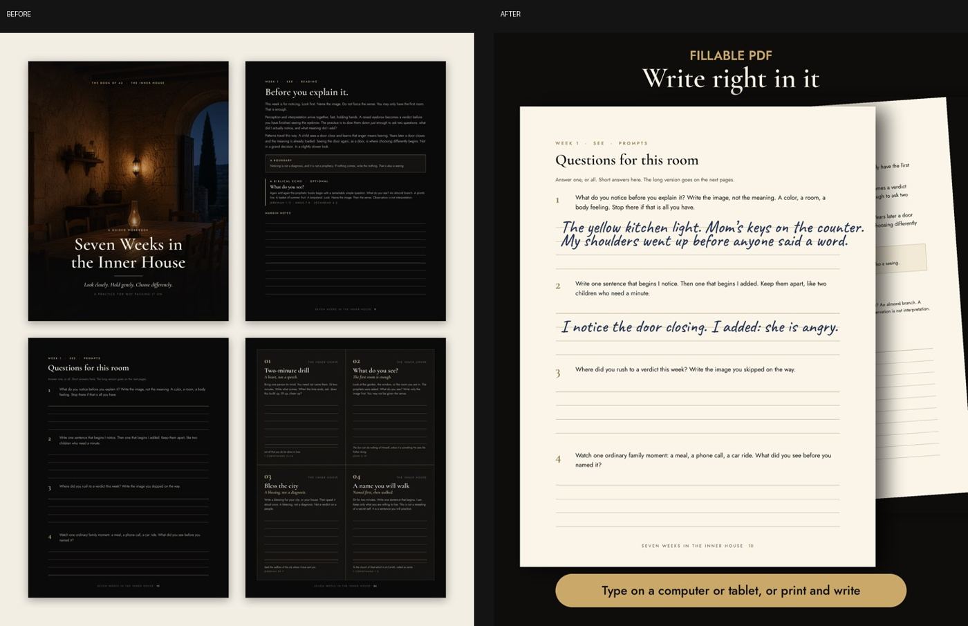 Before and after: Make digital product previews bright, and say buyers can type into them